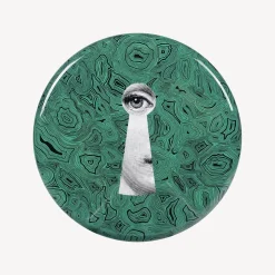 Fornasetti Sgabelli^Sgabello Serratura Su Malachite Verde/Bianco/Nero