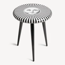 Fornasetti Sgabelli^Sgabello Sole Raggiante Bianco Nero