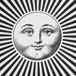 Fornasetti Sgabelli^Sgabello Sole Raggiante Bianco Nero