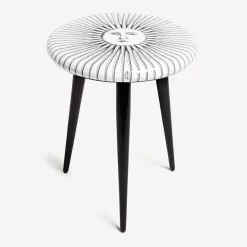 Fornasetti Sgabelli^Sgabello Sole Splendente Bianco Nero