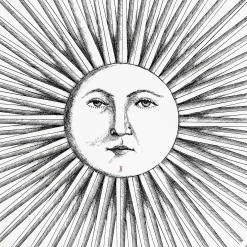 Fornasetti Sgabelli^Sgabello Sole Splendente Bianco Nero