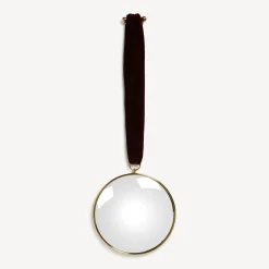 Fornasetti Specchi Di Design^Specchio Convesso Magico Con Nastro Di Velluto Ottone/Bordueaux
