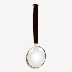 Fornasetti Specchi Di Design^Specchio Convesso Magico Con Nastro Di Velluto Ottone/Bordueaux