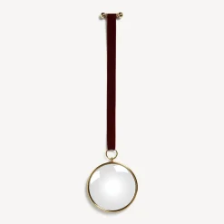 Fornasetti Specchi Di Design^Specchio Convesso Magico Con Nastro Di Velluto Ottone/Bordueaux