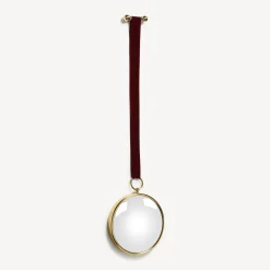 Fornasetti Specchi Di Design^Specchio Convesso Magico Con Nastro Di Velluto Ottone/Bordueaux