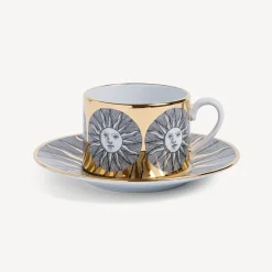 Fornasetti Set Da Te E Caffe^Suola Della Tazza Di Te Bianco/Nero/Oro