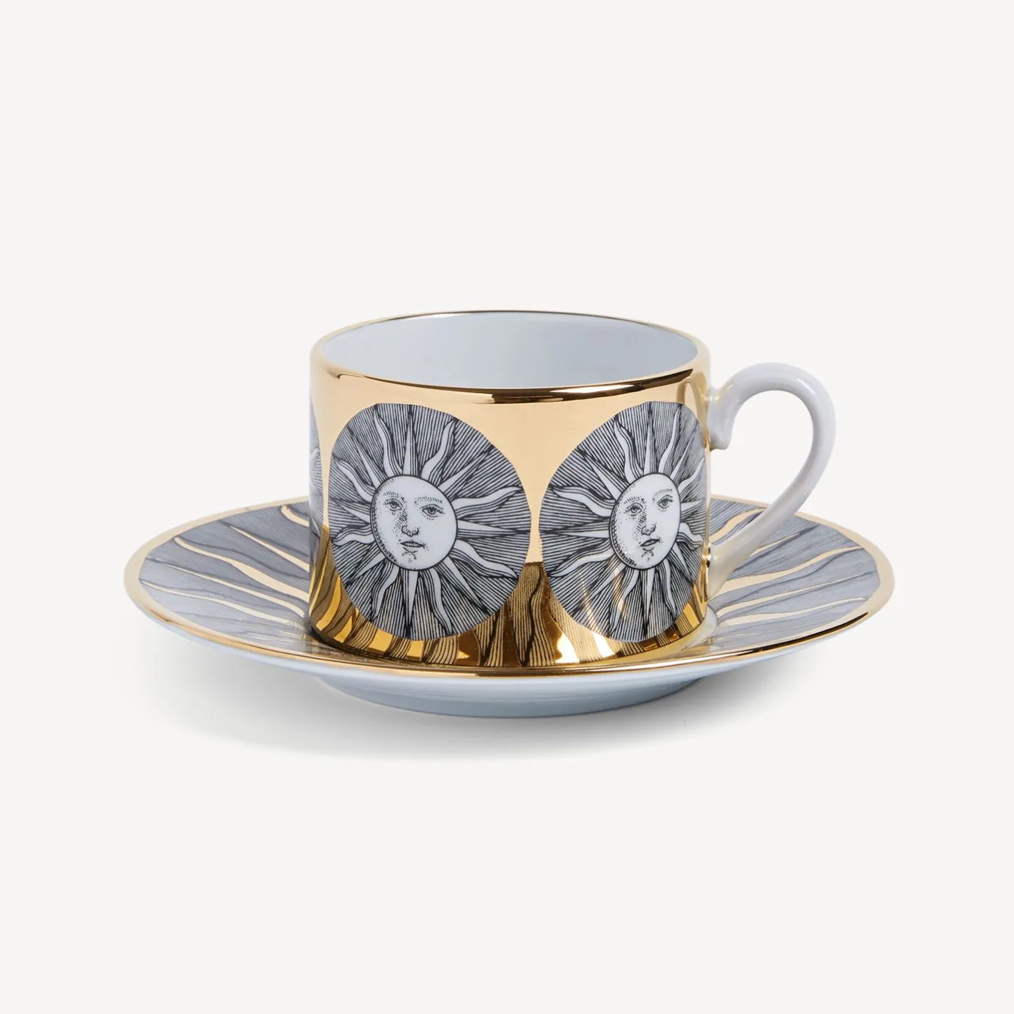 Fornasetti Set Da Te E Caffe^Suola Della Tazza Di Te Bianco/Nero/Oro