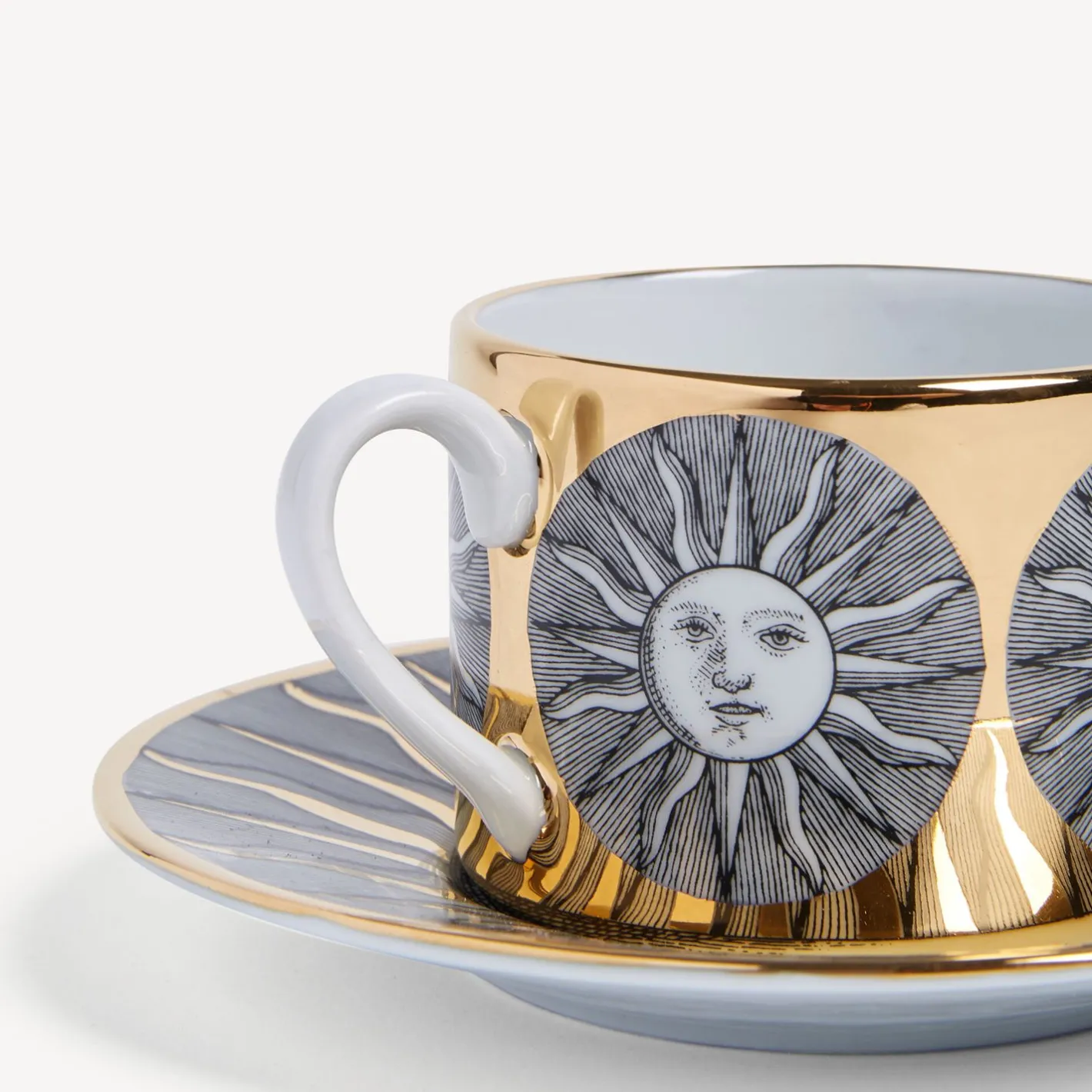 Fornasetti Set Da Te E Caffe^Suola Della Tazza Di Te Bianco/Nero/Oro