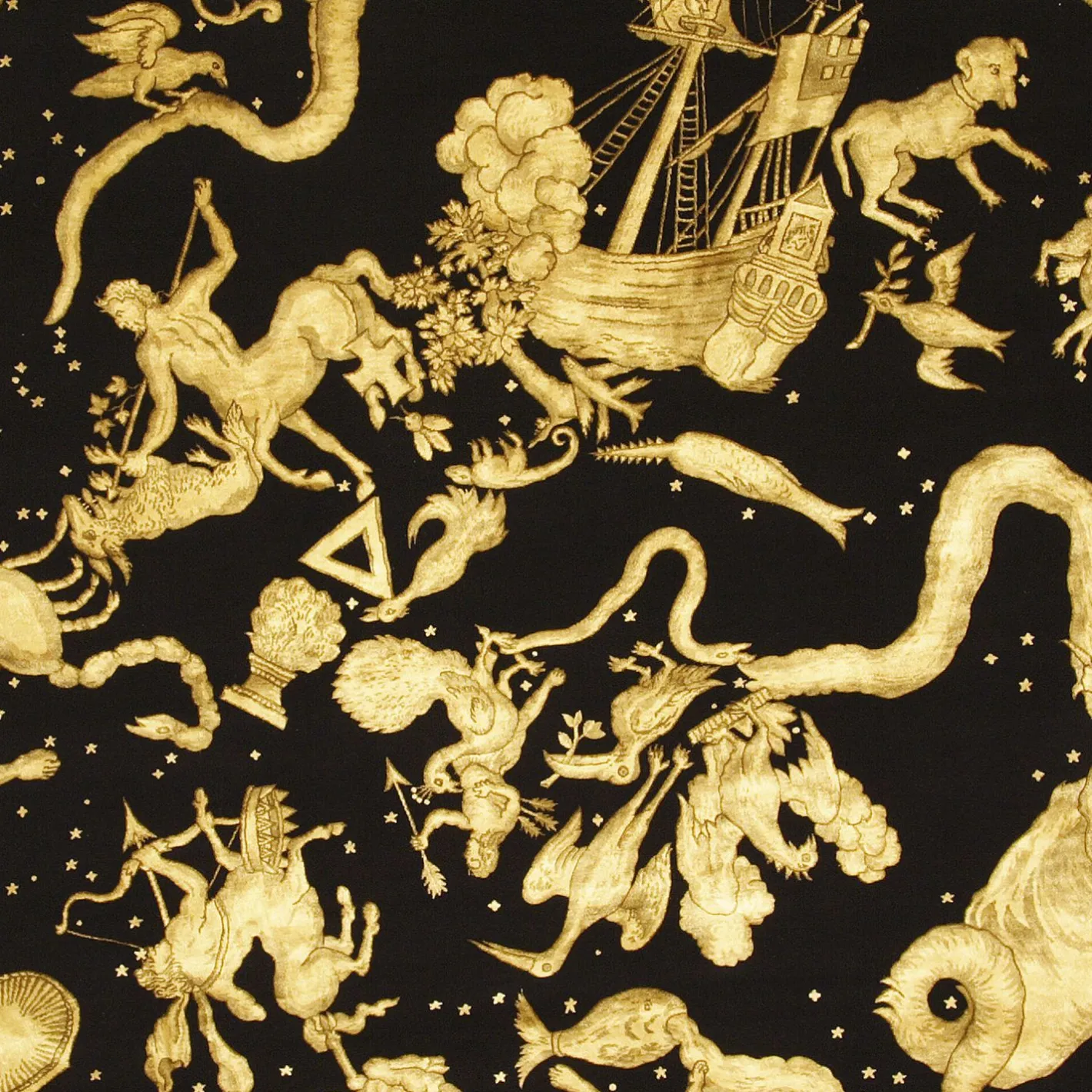 Fornasetti Tappeti Di Design^Tappeto Emisfero Orientale Oro Nero