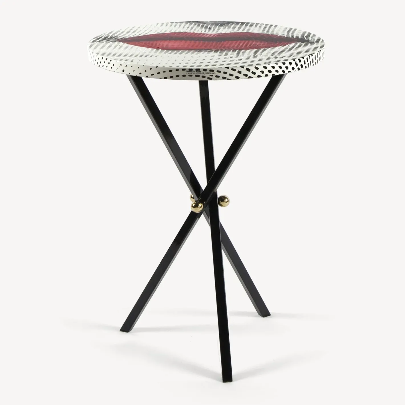 Fornasetti Tabelle^Tavolino Bocca Bianco/Nero/Rosso