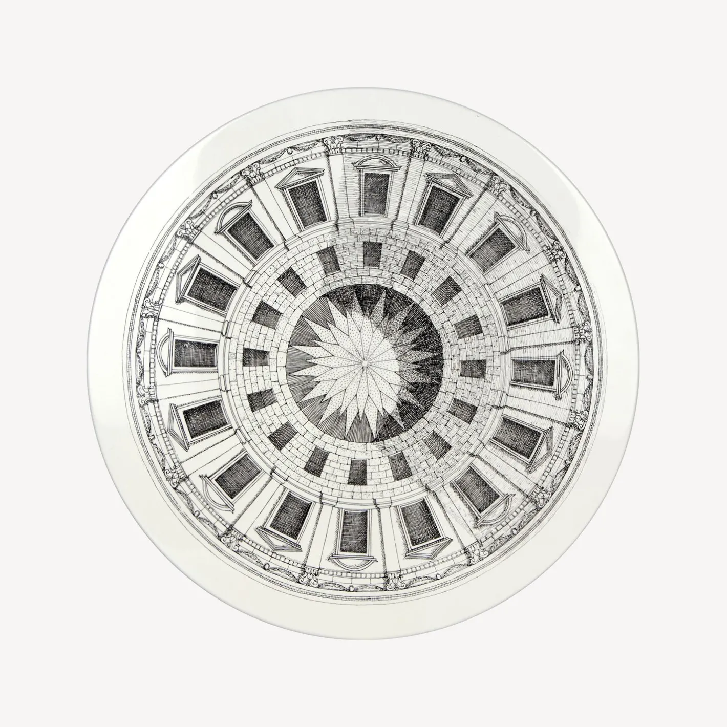 Fornasetti Tabelle^Tavolino Cortile Bianco Nero