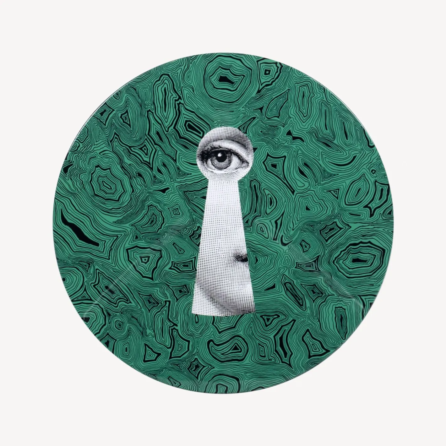 Fornasetti Tabelle^Tavolino Serratura Su Malachite Verde/Bianco/Nero