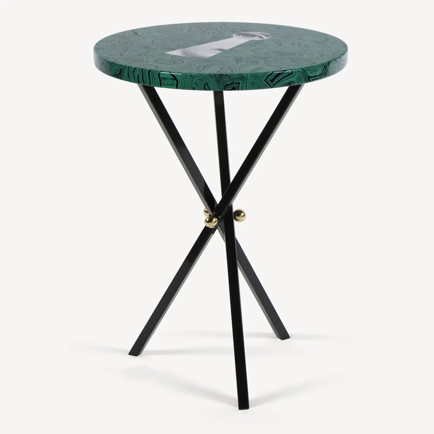 Fornasetti Tabelle^Tavolino Serratura Su Malachite Verde/Bianco/Nero