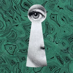 Fornasetti Tabelle^Tavolino Serratura Su Malachite Verde/Bianco/Nero