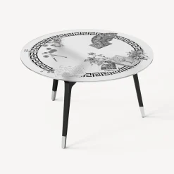 Fornasetti Tabelle^Tavolo Rotondo Oggetti Sparsi Bianco