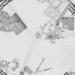 Fornasetti Tabelle^Tavolo Rotondo Oggetti Sparsi Bianco