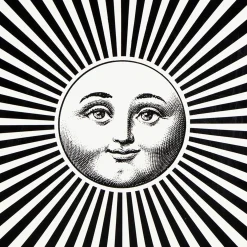 Fornasetti Tabelle^Tavolo Sole Raggiante Bianco Nero