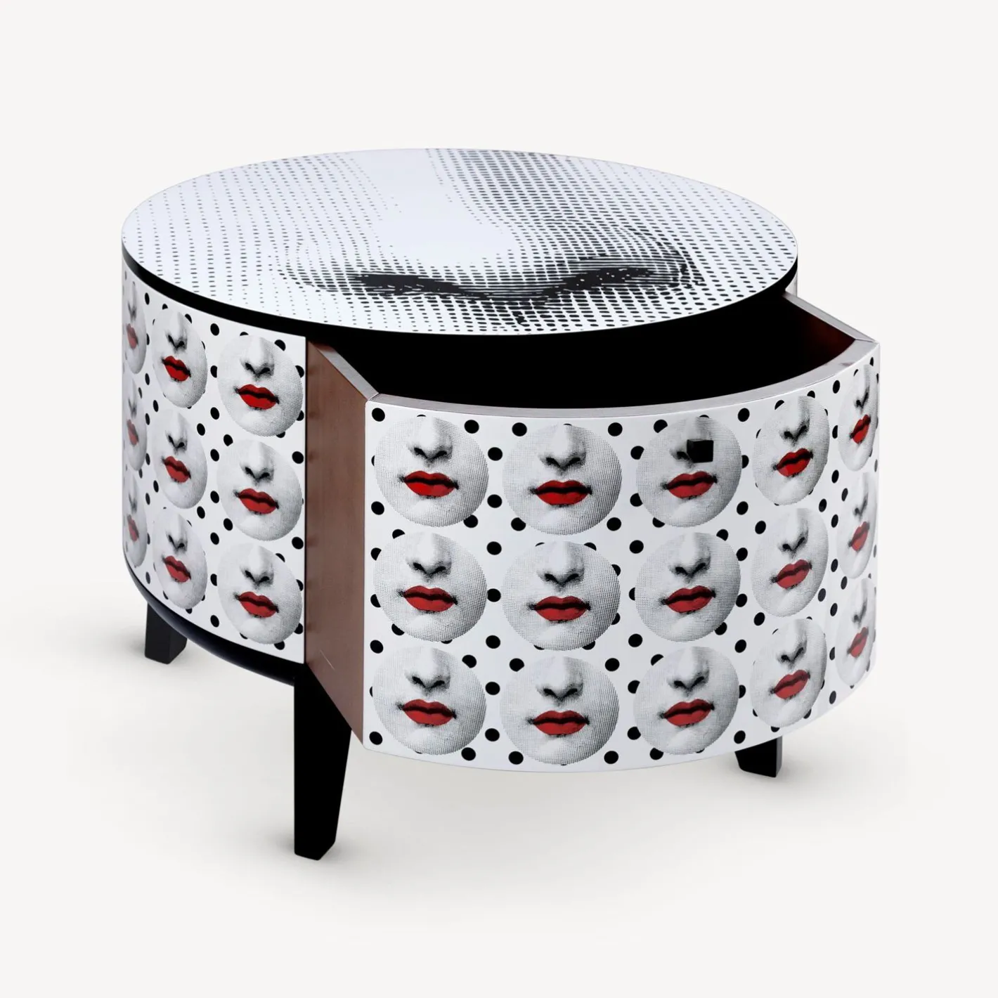 Fornasetti Tabelle^Tavolo Tamburo Comme Des Forna Bianco/Nero/Rosso