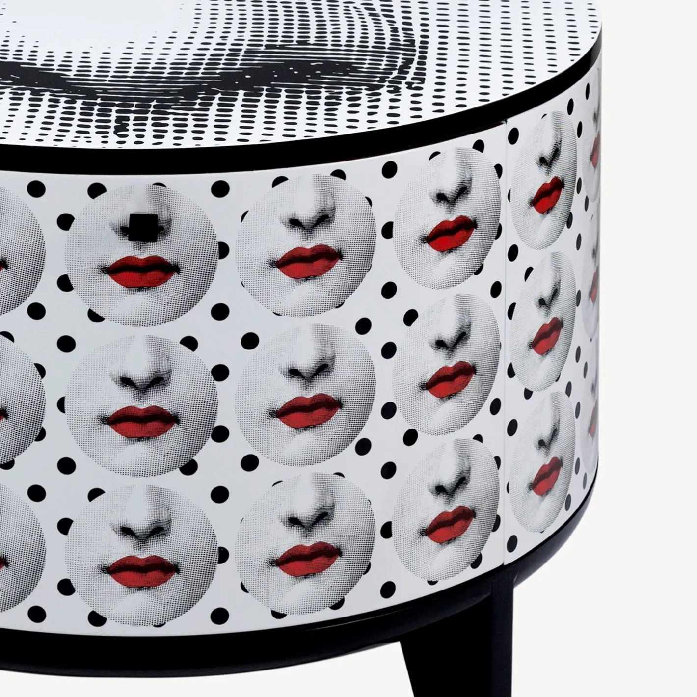 Fornasetti Tabelle^Tavolo Tamburo Comme Des Forna Bianco/Nero/Rosso