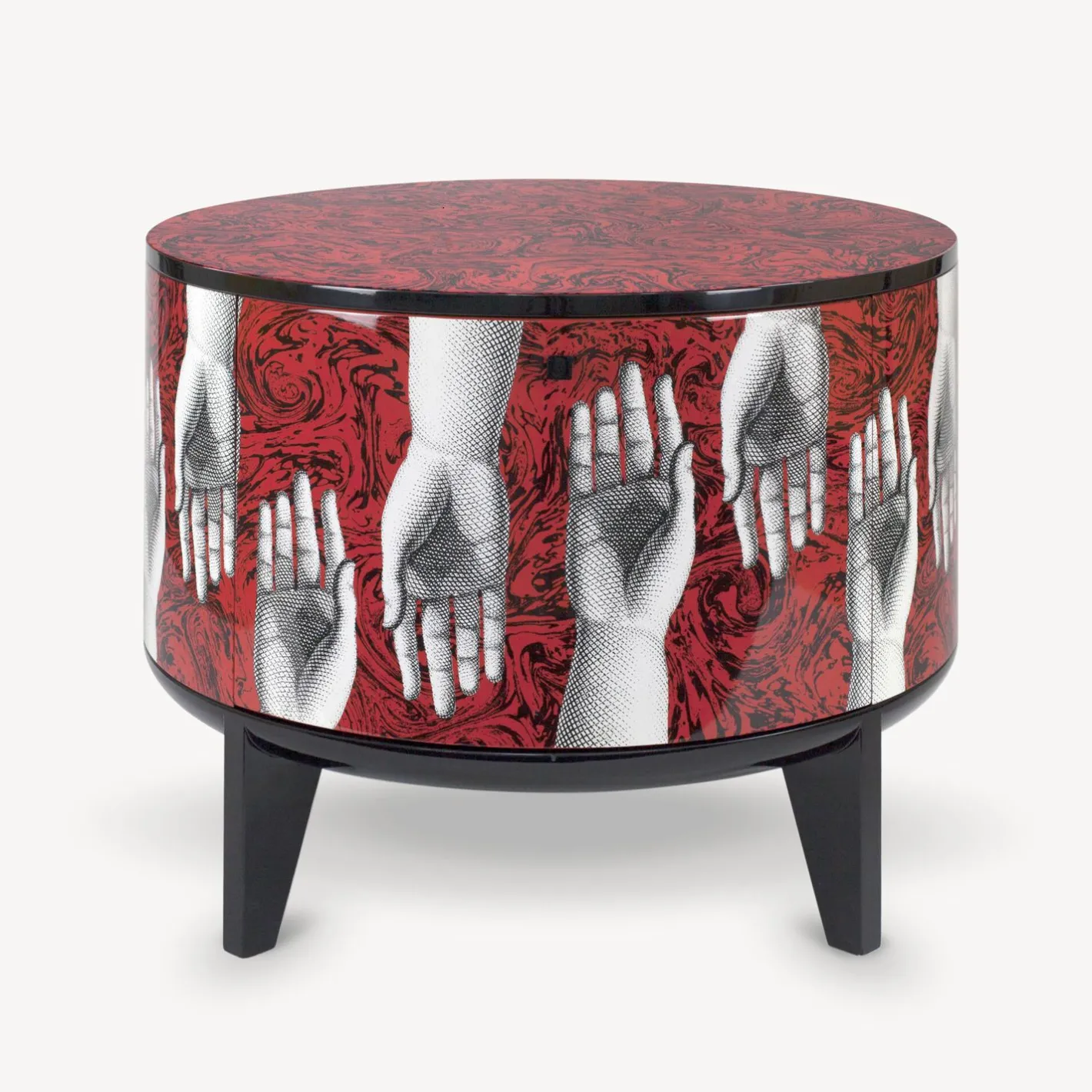 Fornasetti Tabelle^Tavolo Tamburo Don Giovanni Bianco/Nero/Rosso