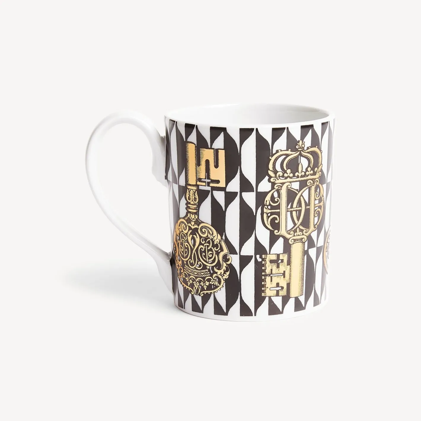 Fornasetti Set Da Te E Caffe^Tazza Chiavi E Losanghe Bianco/Nero/Oro