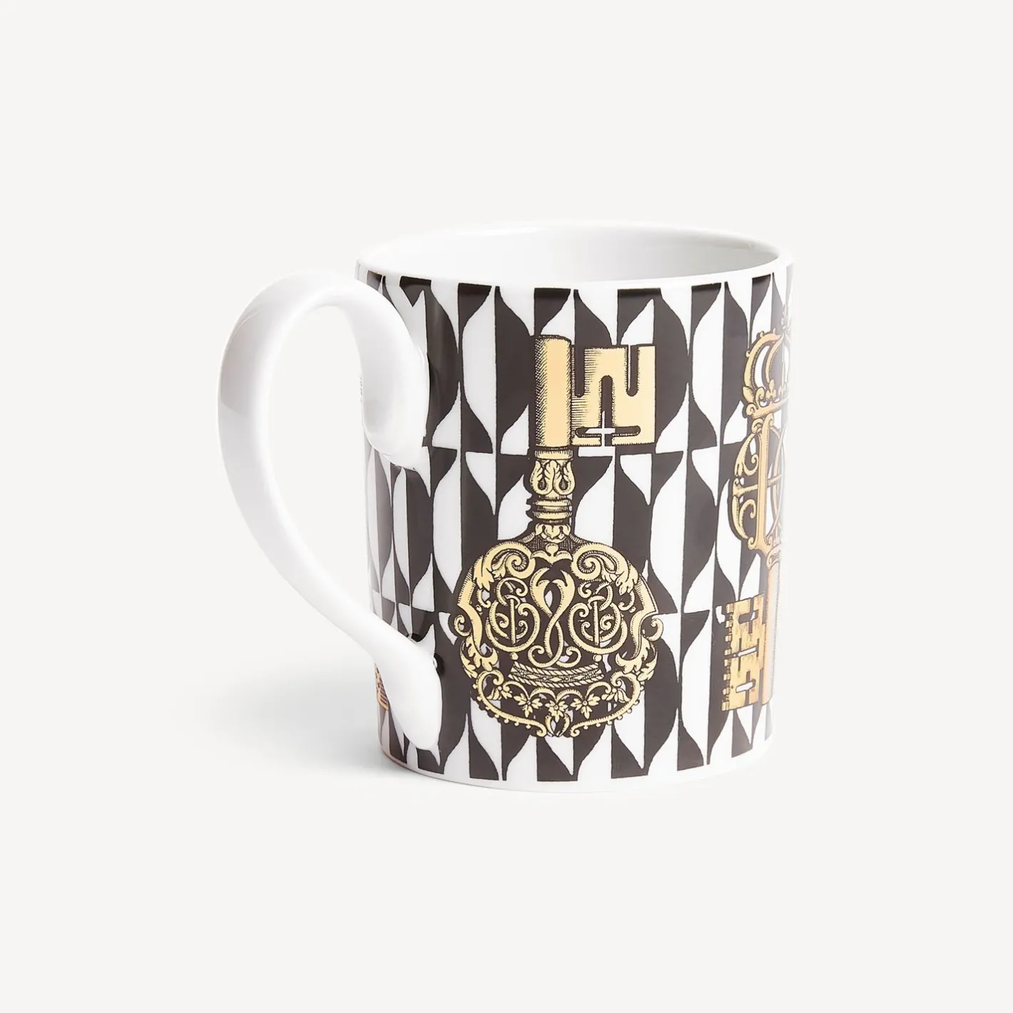 Fornasetti Set Da Te E Caffe^Tazza Chiavi E Losanghe Bianco/Nero/Oro