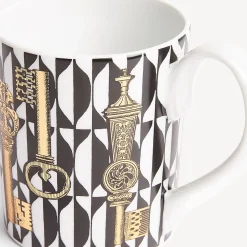 Fornasetti Set Da Te E Caffe^Tazza Chiavi E Losanghe Bianco/Nero/Oro