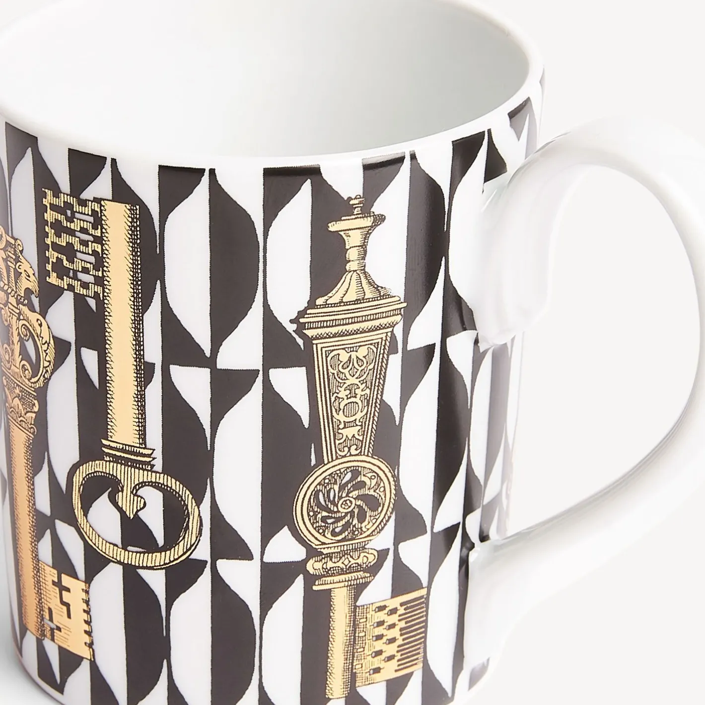 Fornasetti Set Da Te E Caffe^Tazza Chiavi E Losanghe Bianco/Nero/Oro