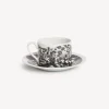 Fornasetti Set Da Te E Caffe^Tazza Da Te Alta Fedelta Fiorato Bianco Nero