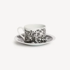 Fornasetti Set Da Te E Caffe^Tazza Da Te Alta Fedelta Fiorato Bianco Nero