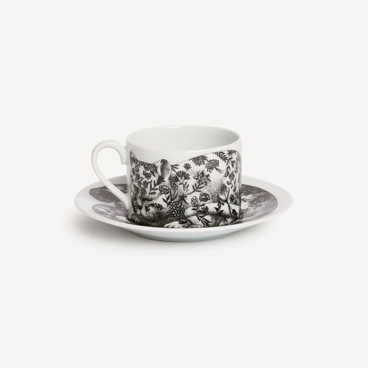 Fornasetti Set Da Te E Caffe^Tazza Da Te Alta Fedelta Fiorato Bianco Nero