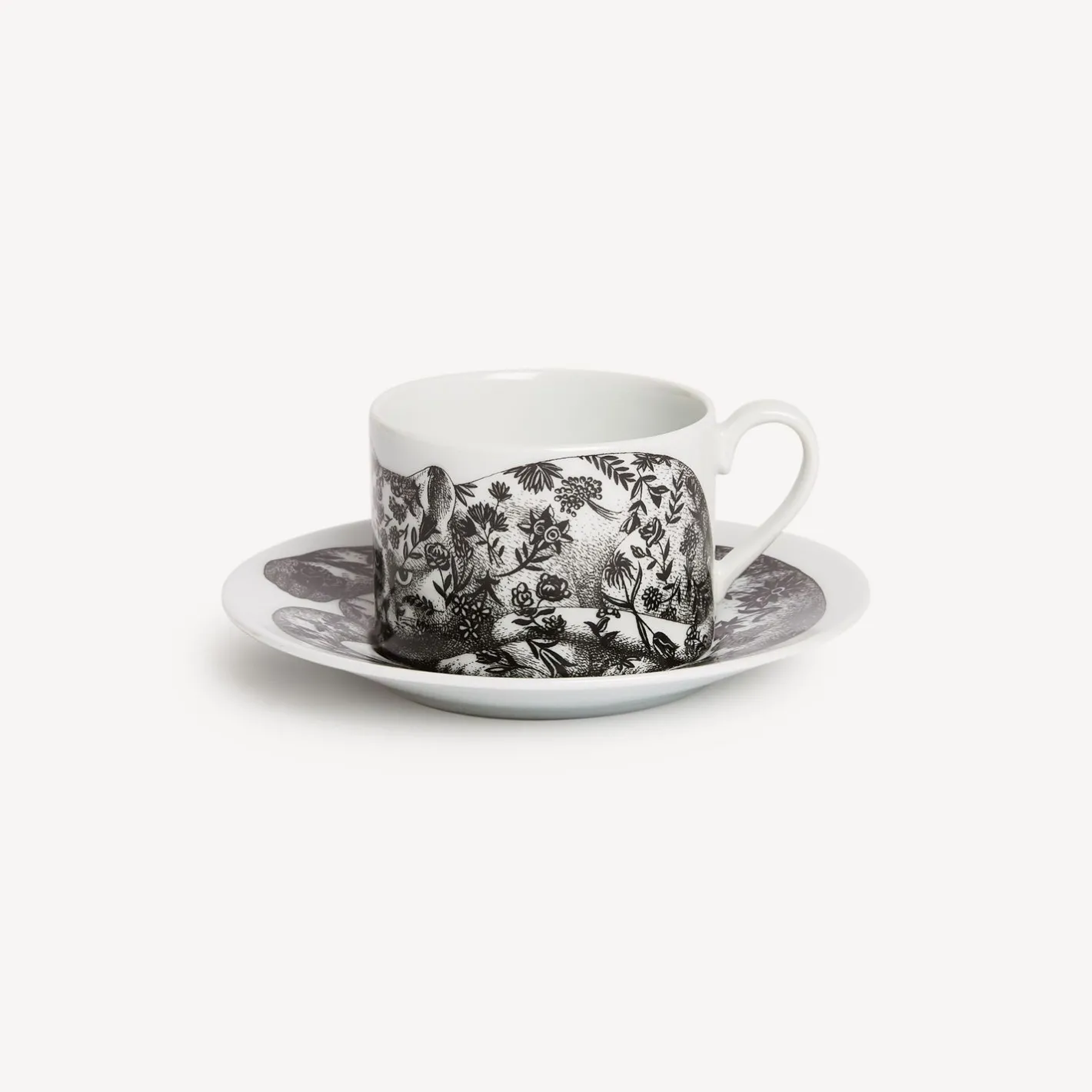 Fornasetti Set Da Te E Caffe^Tazza Da Te Alta Fedelta Fiorato Bianco Nero