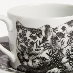 Fornasetti Set Da Te E Caffe^Tazza Da Te Alta Fedelta Fiorato Bianco Nero