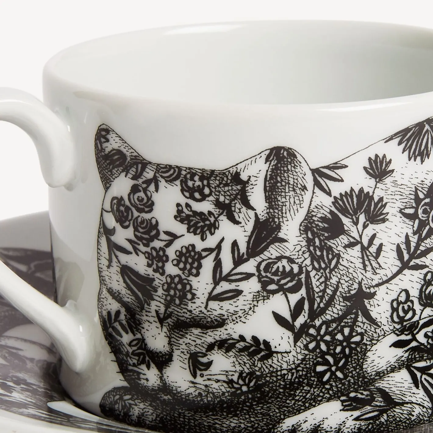 Fornasetti Set Da Te E Caffe^Tazza Da Te Alta Fedelta Fiorato Bianco Nero