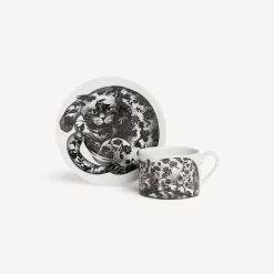 Fornasetti Set Da Te E Caffe^Tazza Da Te Alta Fedelta Fiorato Bianco Nero
