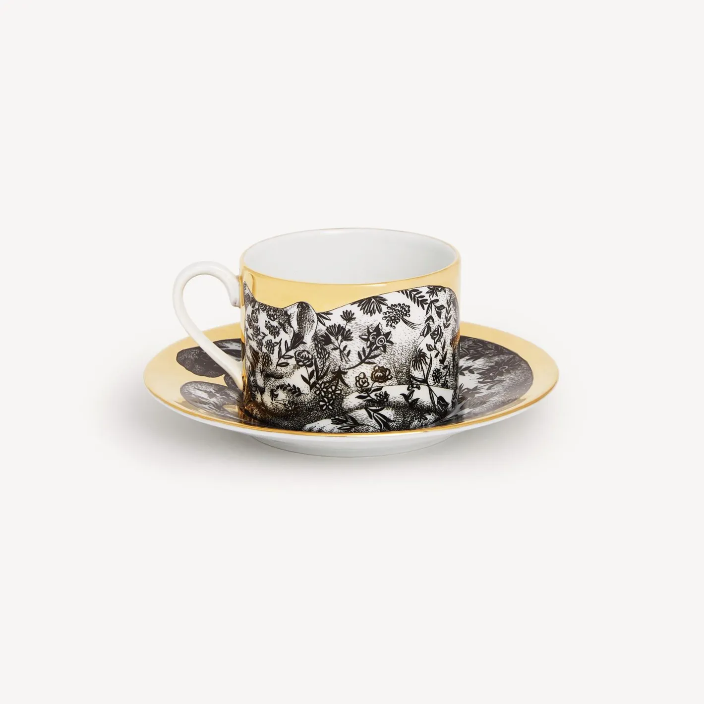 Fornasetti Set Da Te E Caffe^Tazza Da Te Alta Fedelta Fiorato Bianco/Nero/Oro