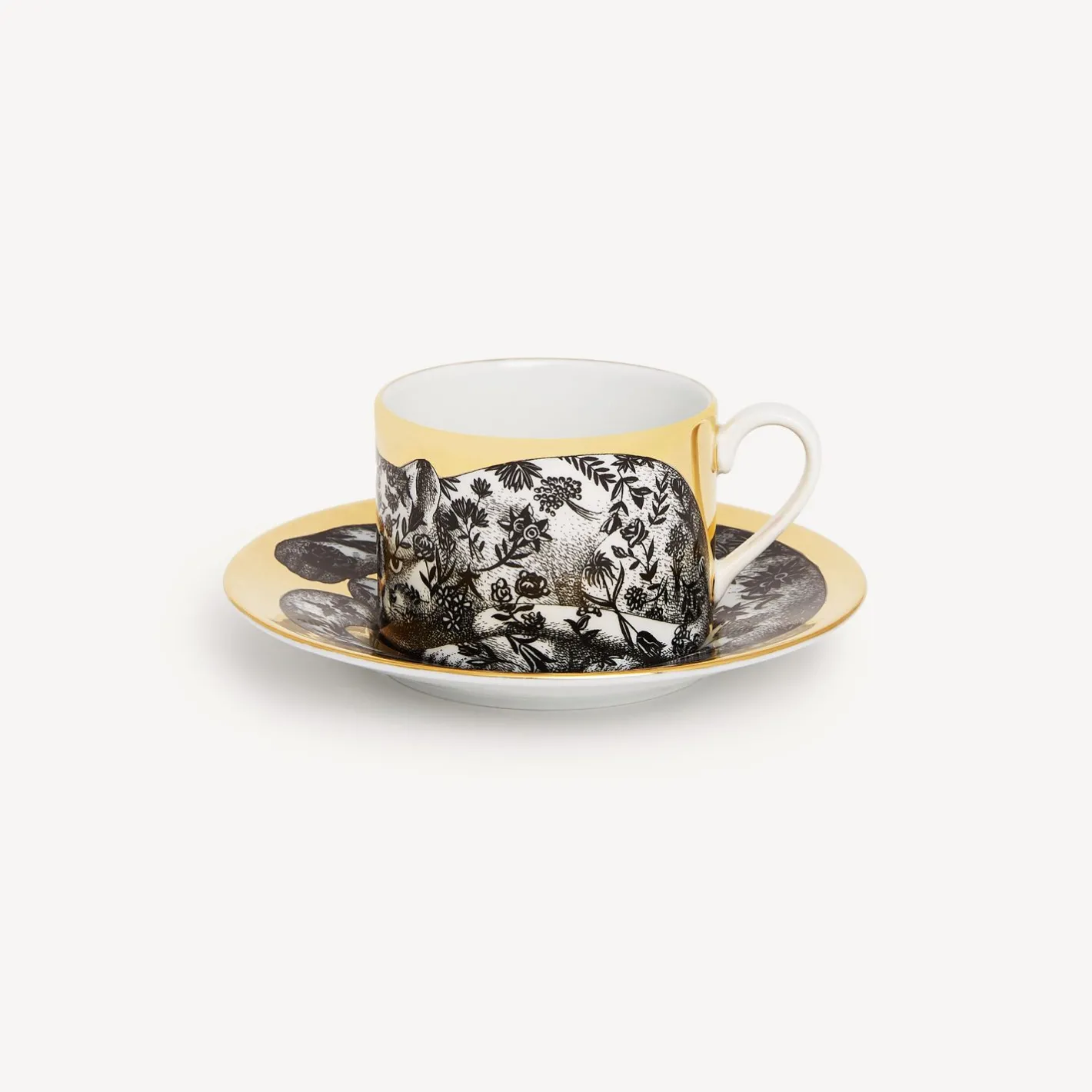 Fornasetti Set Da Te E Caffe^Tazza Da Te Alta Fedelta Fiorato Bianco/Nero/Oro