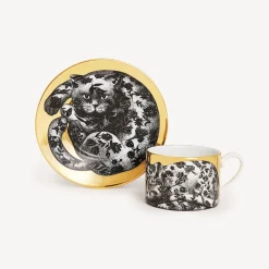 Fornasetti Set Da Te E Caffe^Tazza Da Te Alta Fedelta Fiorato Bianco/Nero/Oro
