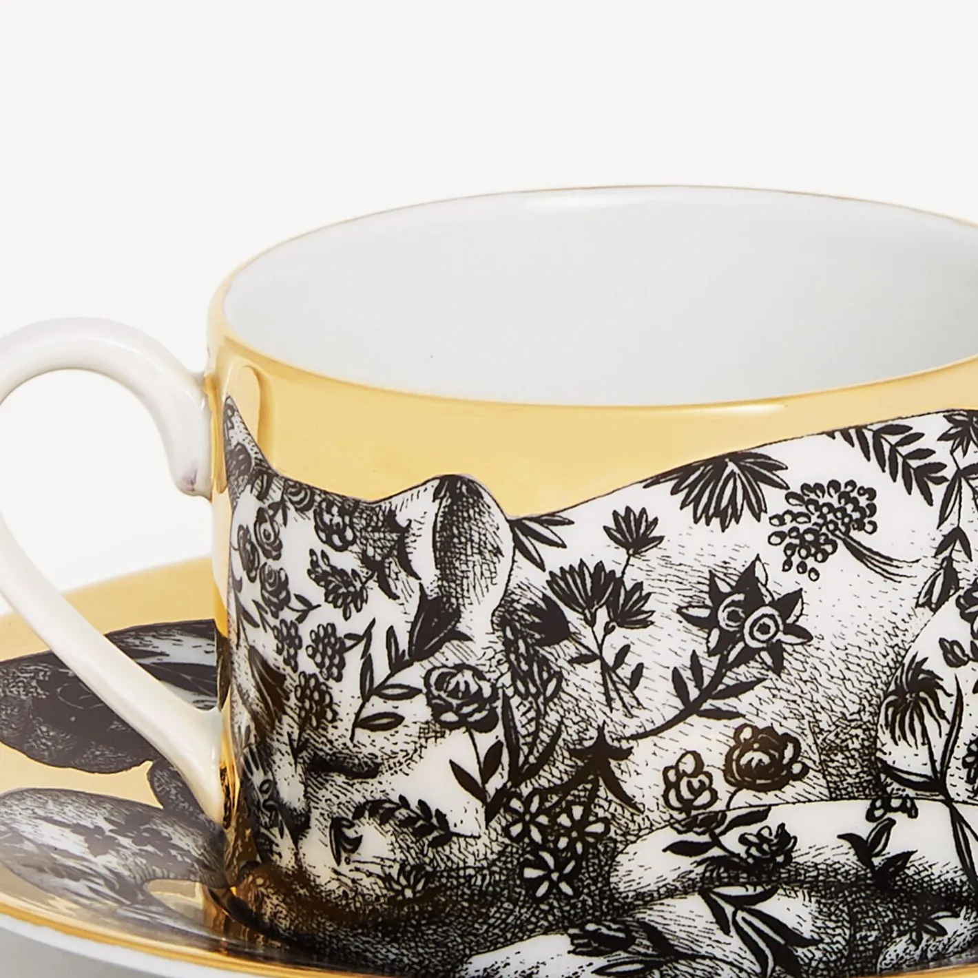 Fornasetti Set Da Te E Caffe^Tazza Da Te Alta Fedelta Fiorato Bianco/Nero/Oro