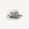 Fornasetti Set Da Te E Caffe^Tazza Da Te Alta Fedelta Pelle Leopardato Bianco Nero
