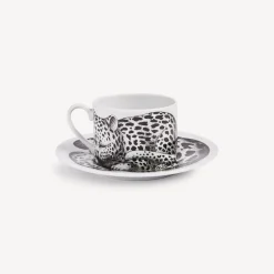 Fornasetti Set Da Te E Caffe^Tazza Da Te Alta Fedelta Pelle Leopardato Bianco Nero