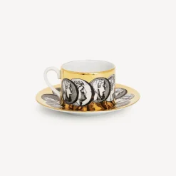 Fornasetti Set Da Te E Caffe^Tazza Da Te Cammei Bianco/Nero/Oro