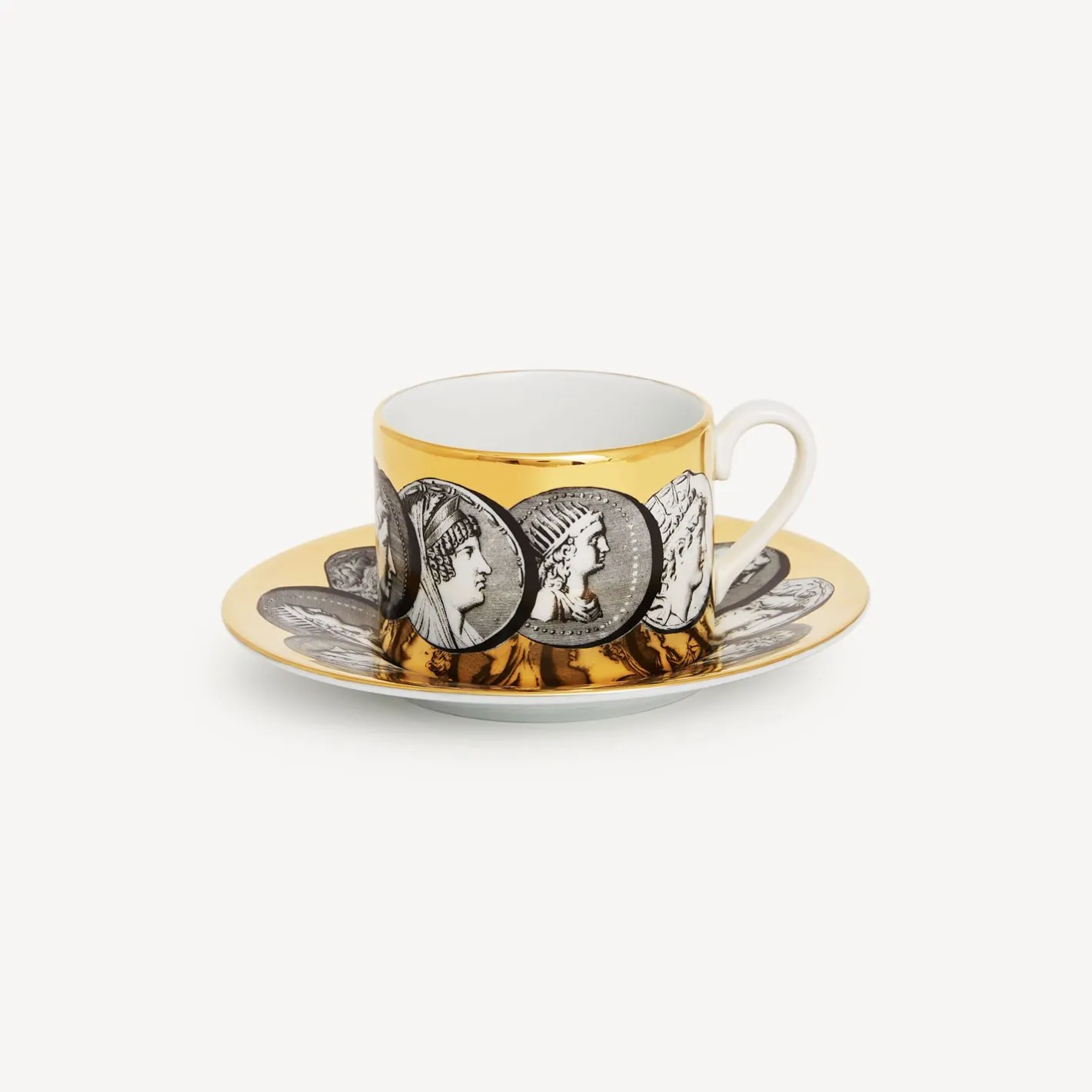 Fornasetti Set Da Te E Caffe^Tazza Da Te Cammei Bianco/Nero/Oro