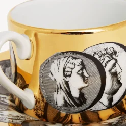 Fornasetti Set Da Te E Caffe^Tazza Da Te Cammei Bianco/Nero/Oro