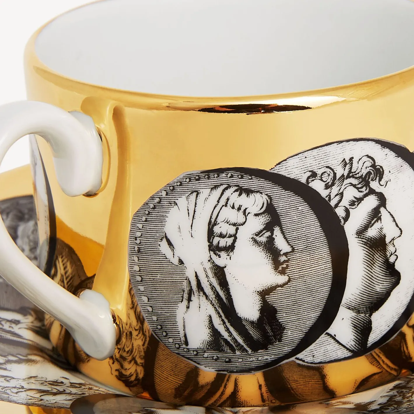 Fornasetti Set Da Te E Caffe^Tazza Da Te Cammei Bianco/Nero/Oro