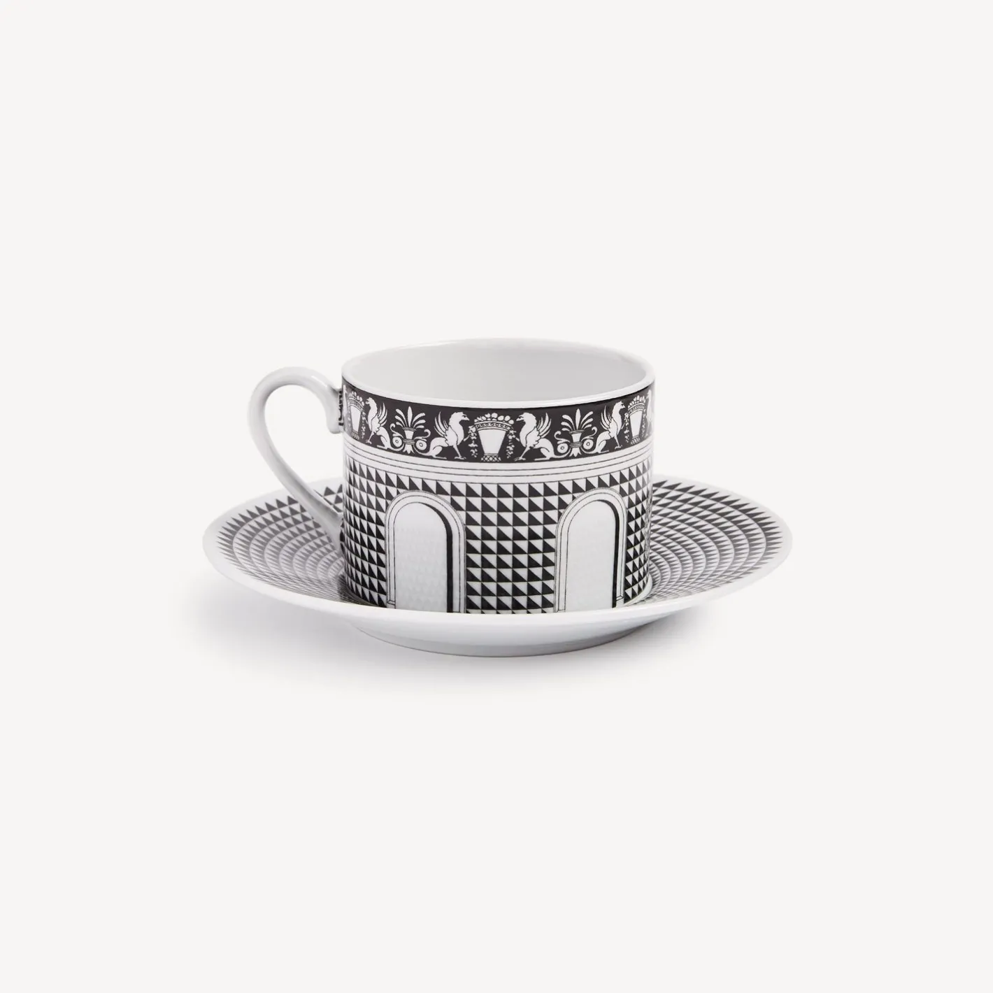 Fornasetti Set Da Te E Caffe^Tazza Da Te Facciata Quattrocentesca Bianco Nero