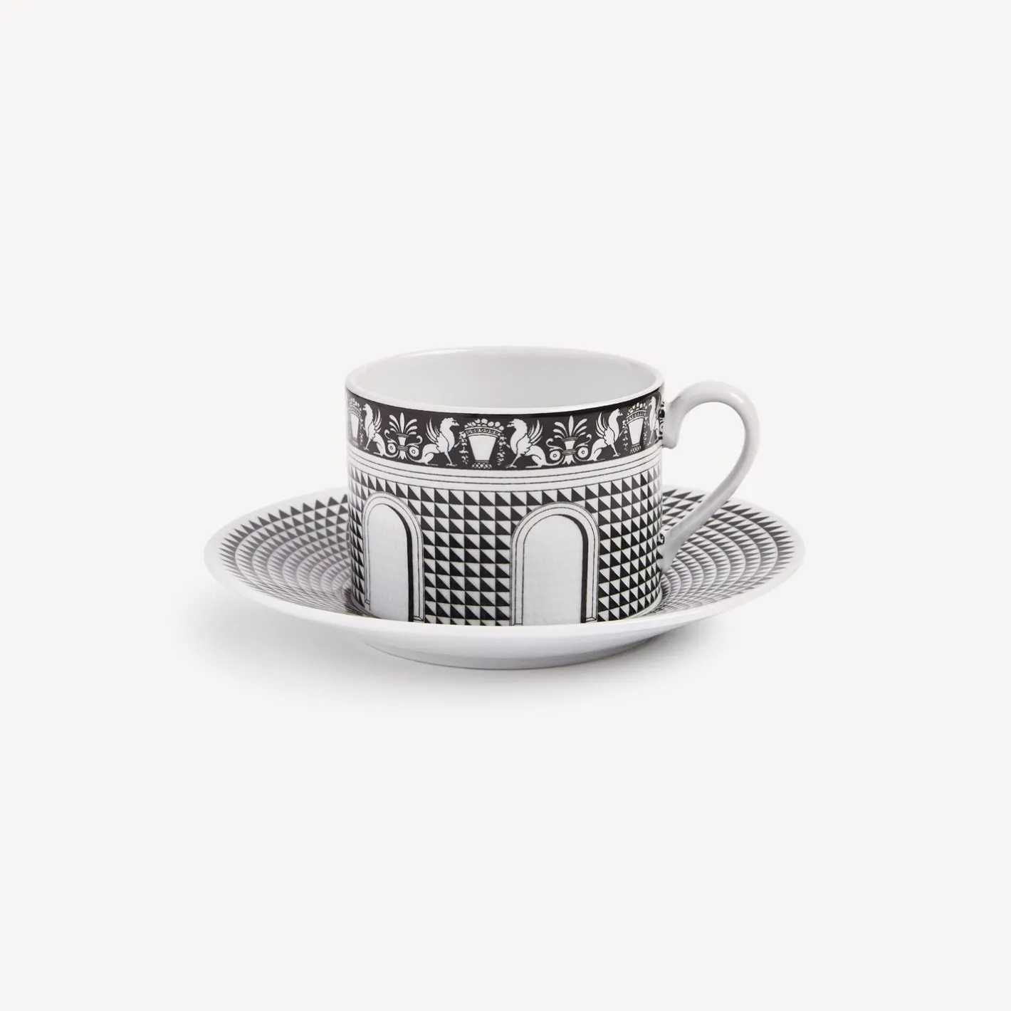 Fornasetti Set Da Te E Caffe^Tazza Da Te Facciata Quattrocentesca Bianco Nero