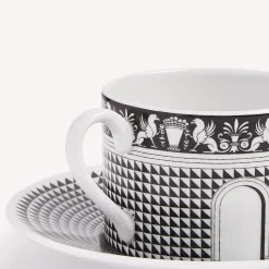 Fornasetti Set Da Te E Caffe^Tazza Da Te Facciata Quattrocentesca Bianco Nero