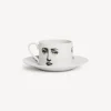 Fornasetti Set Da Te E Caffe^Tazza Da Te Tema E Variazioni Il Fumo Fa Male Bianco Nero