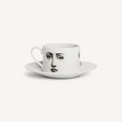 Fornasetti Set Da Te E Caffe^Tazza Da Te Tema E Variazioni Il Fumo Fa Male Bianco Nero